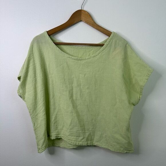 Oh My Gauze! Tops - Oh My Gauze NWT Olga Top Size 2 Green Textured Cotton Boxy Oversized Boho Lagom